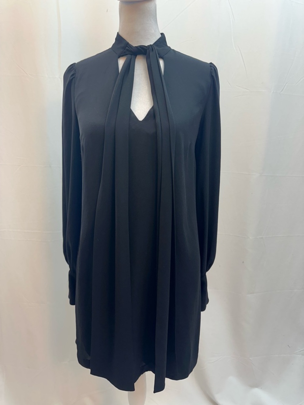 Juicy Couture Black Long Sleeve Tie-Neck Dress 0